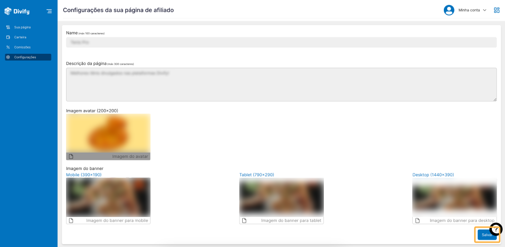 Divify Afiliados Configurações 2